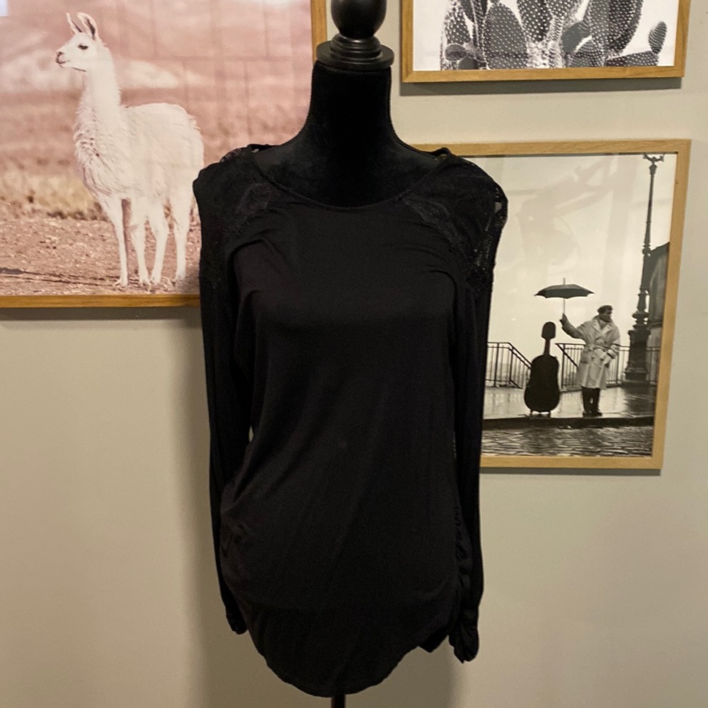 Black shirt with lace accents